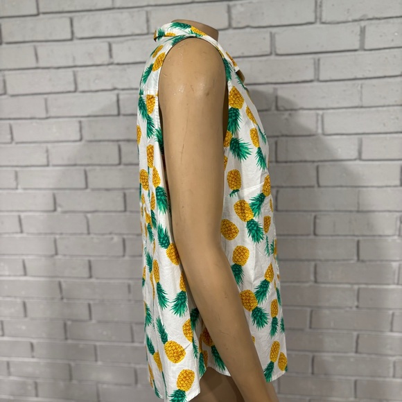 J.Crew Factory Sleeveless Shirt - Pineapple Print,‎ Lightweight, Breezy - Picture 3 of 9